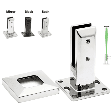 Square Deck Mount Mirror Spigots 160mm mirror